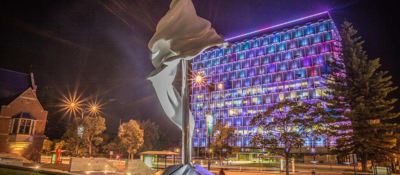 Council house light up at night