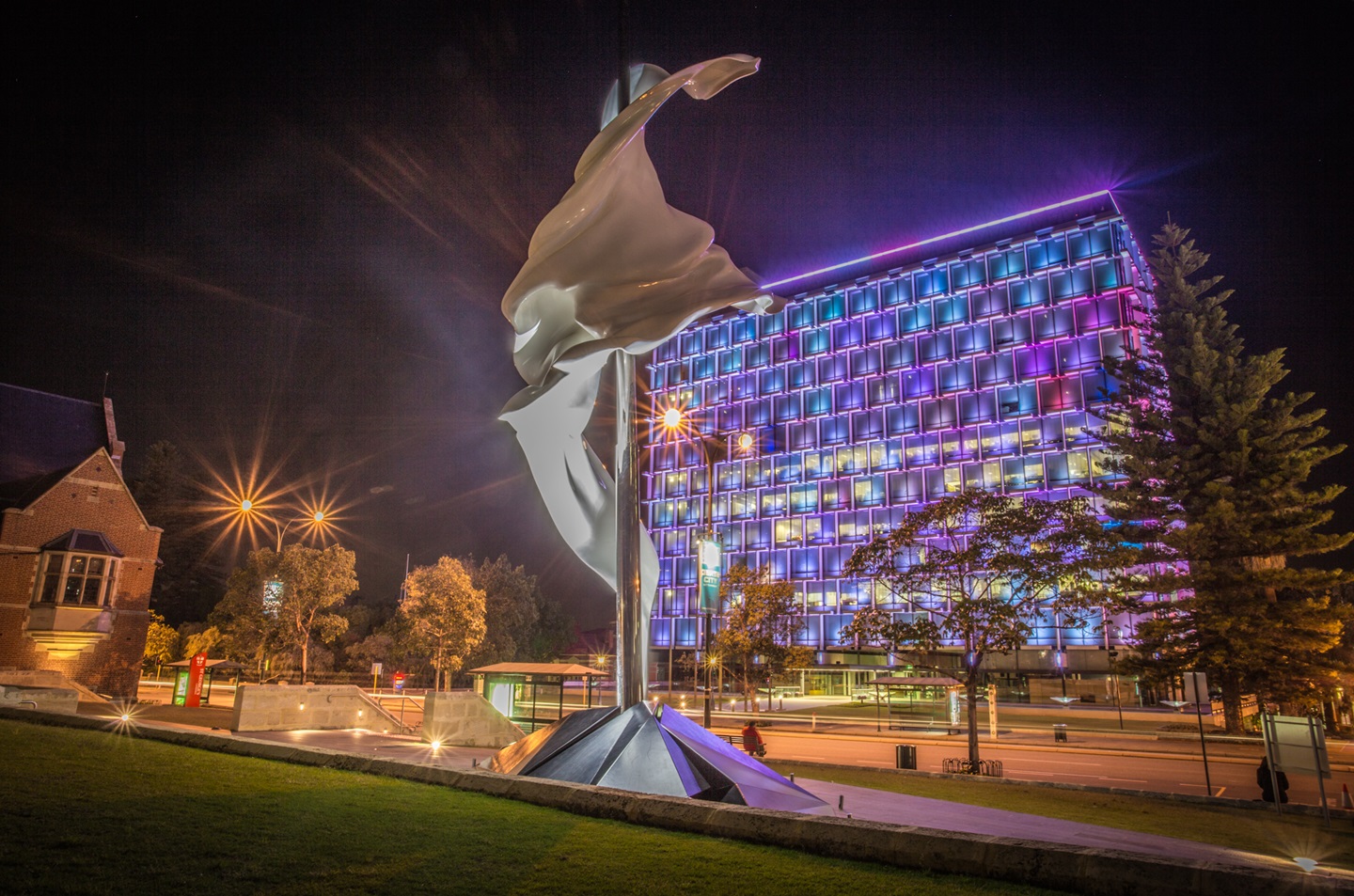 Council house light up at night