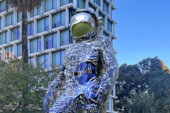 Mockup of Boonji Spaceman Statue in Supreme Court Gardens