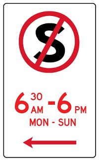 No Stopping Mon to Sun street sign