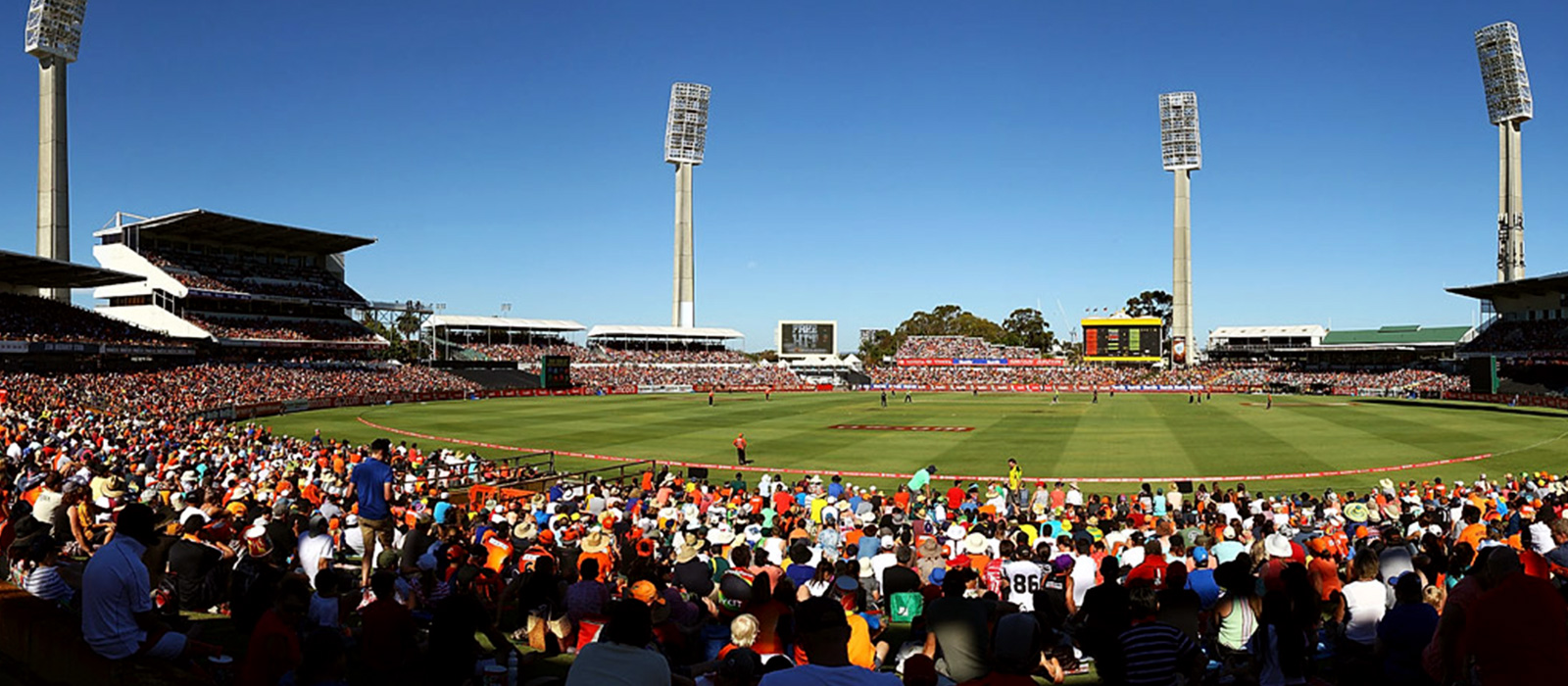 People watching sport inside WACA
