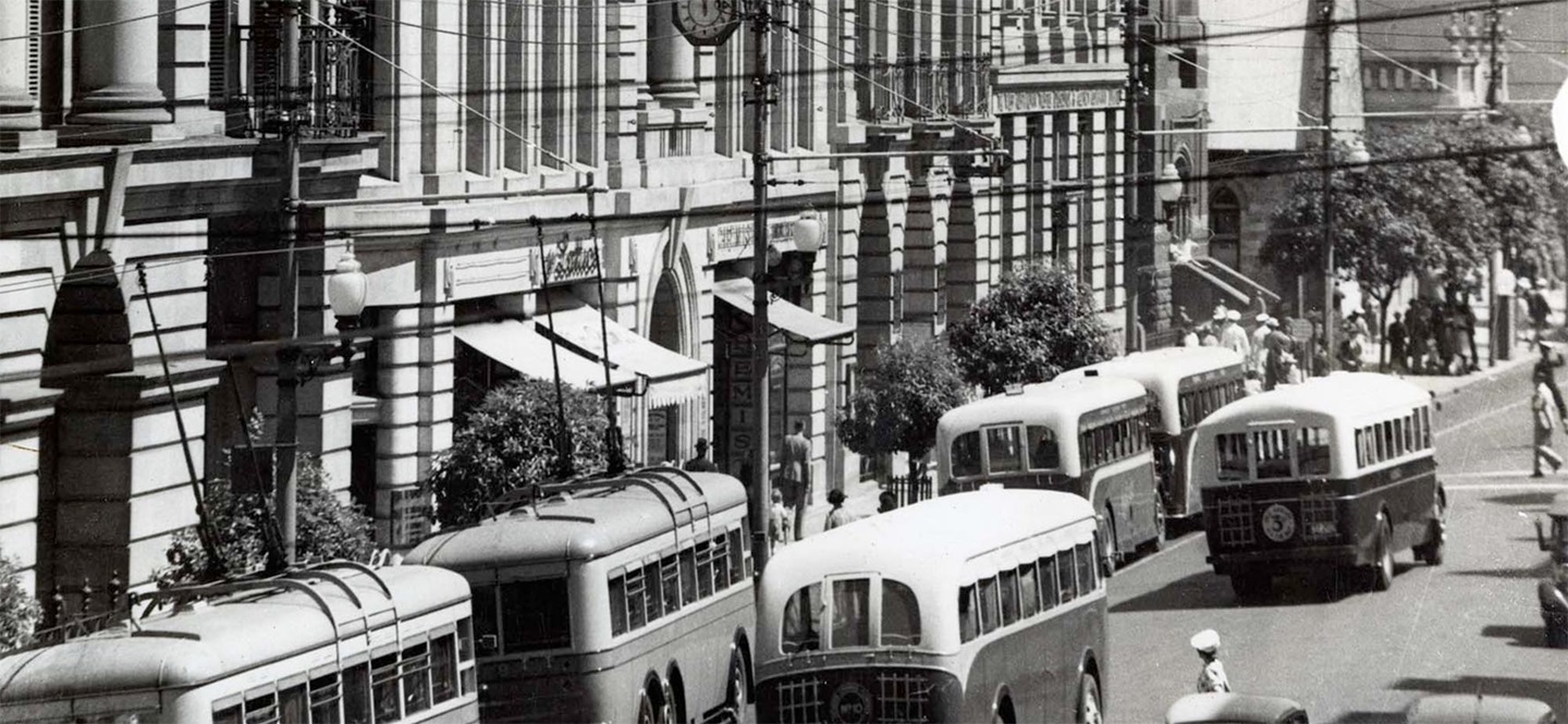 Historical black and white image of St Georges Terrace