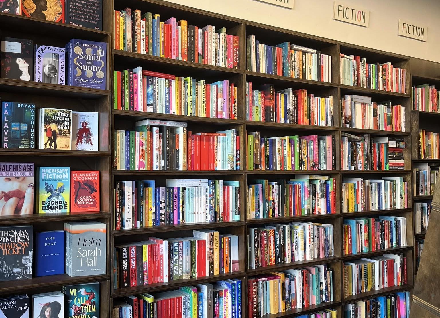 shelves of books at pigface bookstore