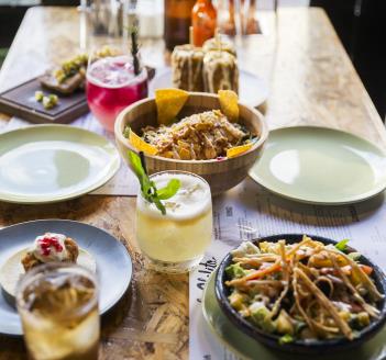 Table of food in La Cholita restaurant