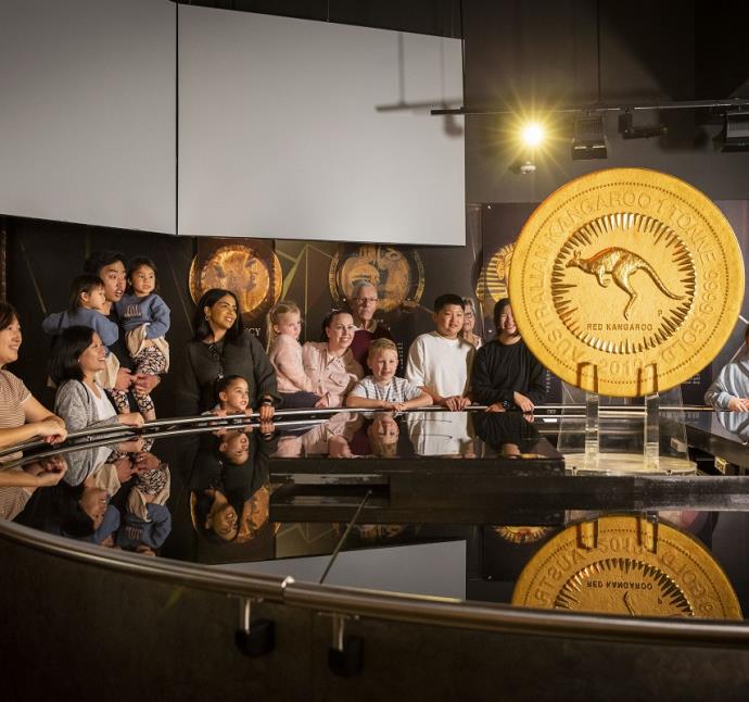 A one tonne coin on display at the Perth Mint